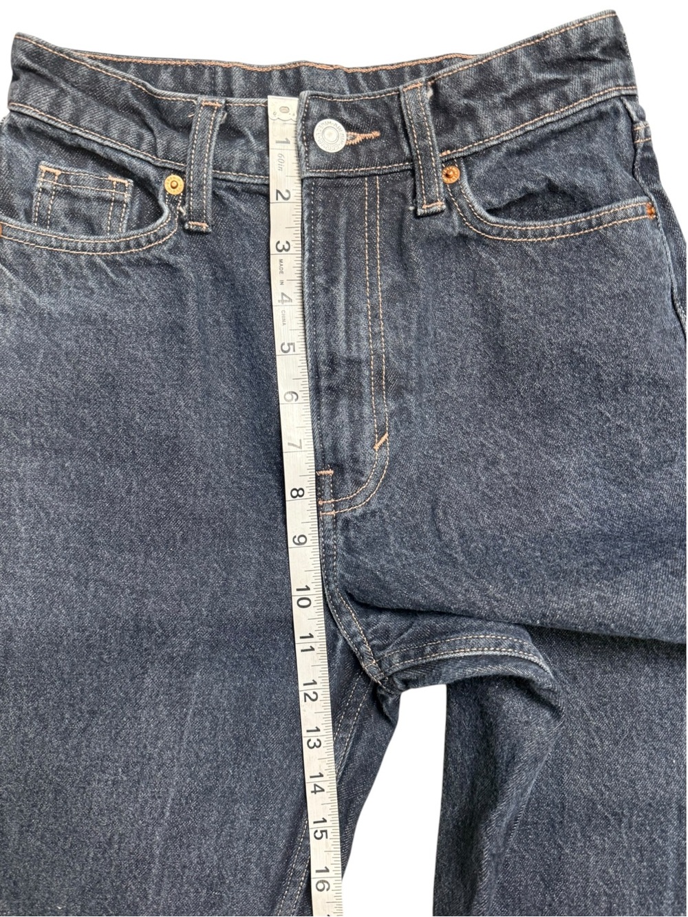 &Denim Barrel Jeans High Rise Loose Fit Dark Wash Size 0 - Picture 6 of 9